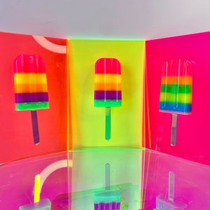 Neon Popsicle Wall Art - Pop Art Resin Sculpture - Ice Cream - 3D Candy Wall Art - Maximalist Decor - Dopamine Decor - Fake Food - Acrylic