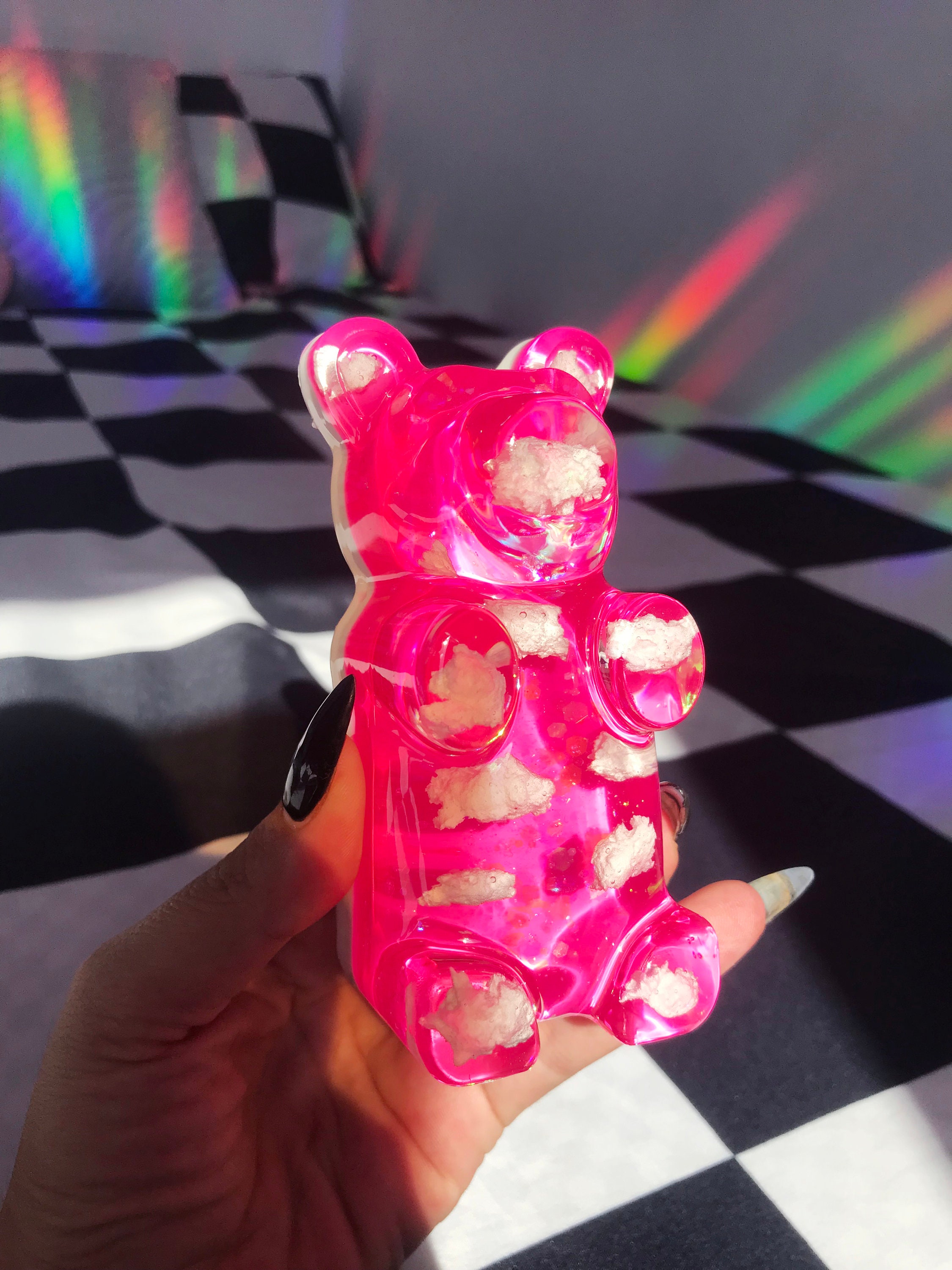 LARGE GUMMY BEAR 3D Wall Pop Art / Rainbow Glitter Resin Handmade