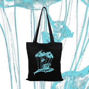 100% Cotton Tote bag| Endangered ones| handprinted unique illustration| eco shopper bag| market bag| Canvas Tote | worldwide shipping