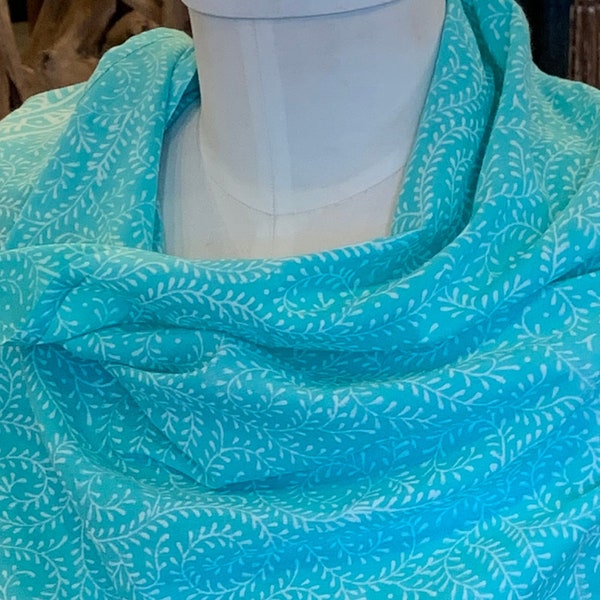 Turquoise Scarf I Block-Printed Lightweight Cotton Scarf | Summer Scarf I Wedding Scarf