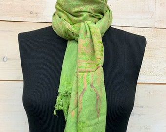Christmas Scarf Vintage Floral Scarf Green Scarf Green Vintage Scarf Woman Floral Scarf Green Shawl Green Floral Scarf Gifts For Her