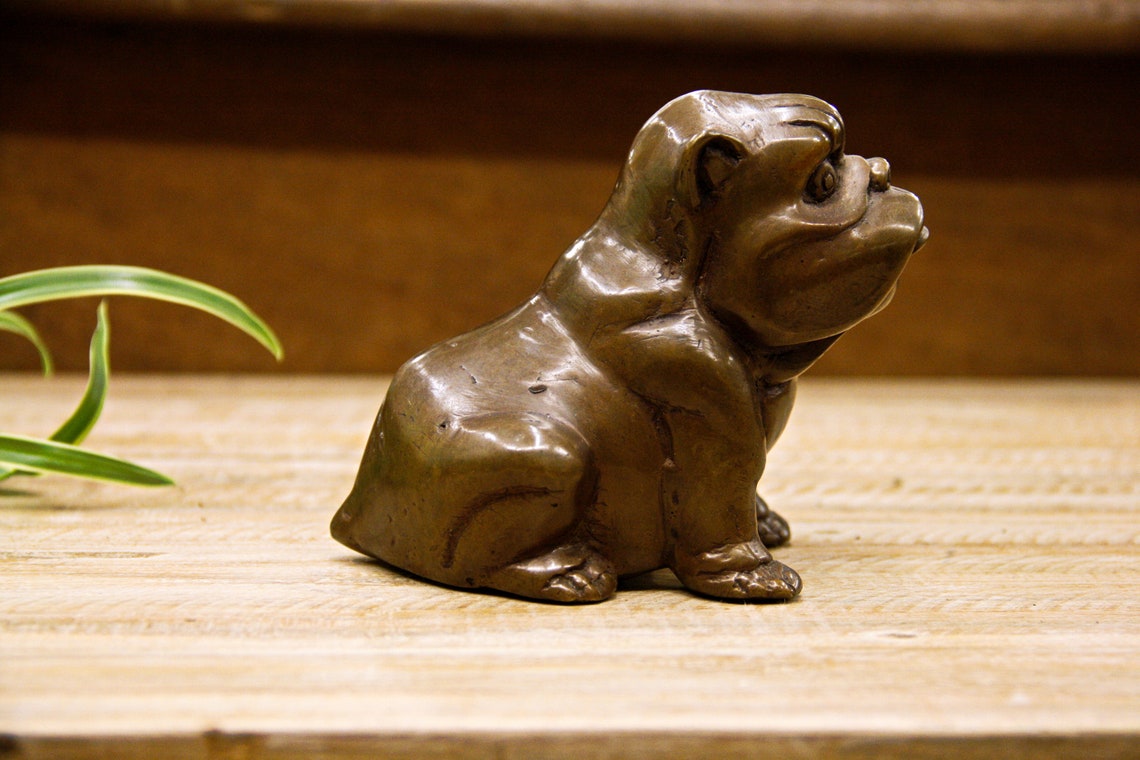 Brass Bulldog Figurine Bulldog Home Decor Sculpture Etsy
