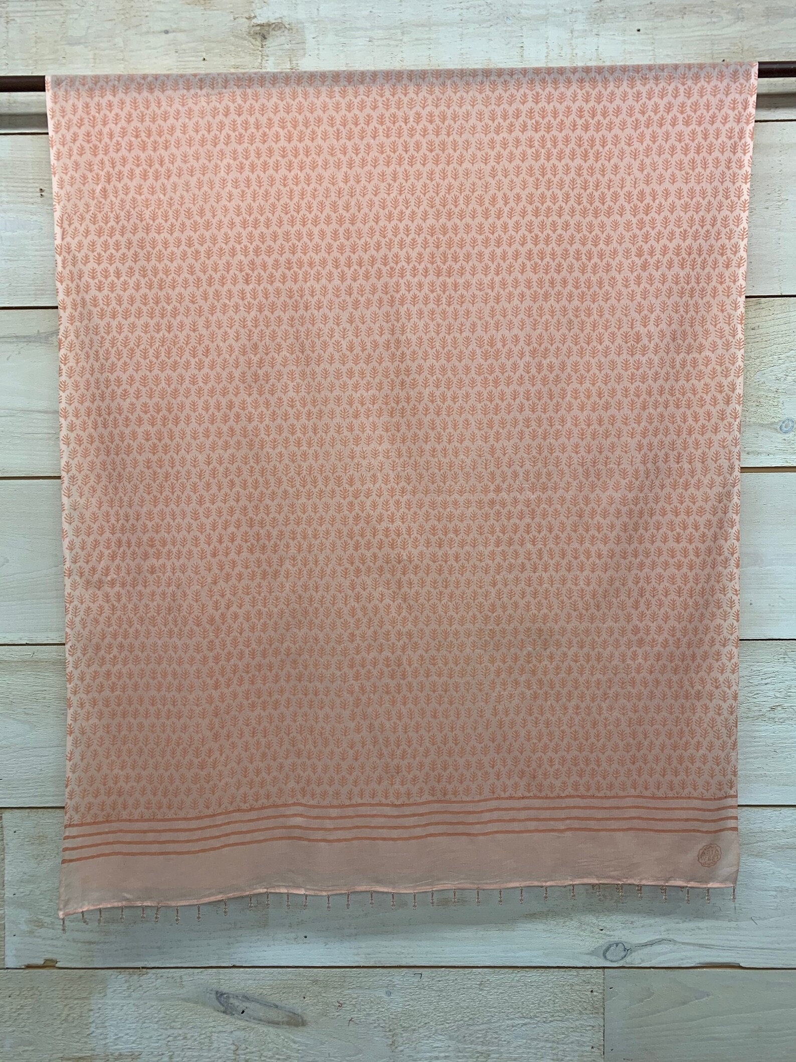 Peach - Sanganeri Hand Block Print Cotton Scarf 25