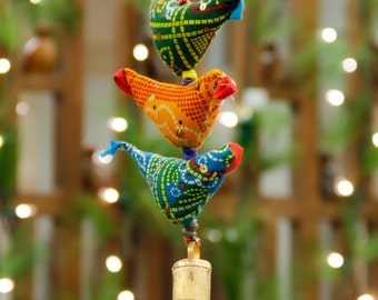 Large Indian Prosperity Hens < Hand-Made Hanging Strand Of Chickens < Housewarming Gift Or Holiday Ornament For Chicken Lovers