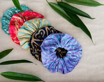 5 Pack Batik Scrunchies | Colorful Printed Rayon Boho Hippie Elastic Hair Accessory
