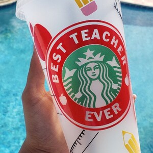 Teacher Reusable Custom Starbucks cup - Personalized cup with name - Gift for teacher - Venti Cup - Starbucks Cup