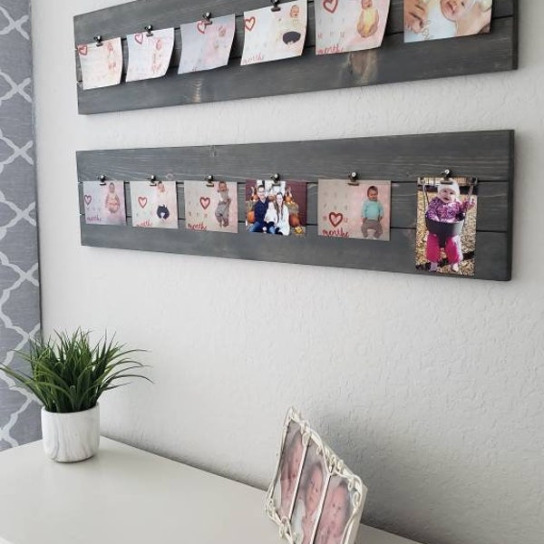 Shiplap Style Rustic Clip Photo Board, poloroid, 4x6 Photo, Wall Decor, Display Board, Art, Baby Pictures, mom, sold separately