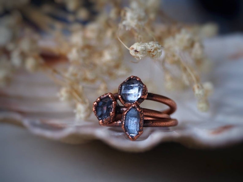 Quartz Jewellery Crystal Ring Gift for Her Copper Jewellery Gemstone Jewelry Crystal Jewelry Herkimer Diamond Ring Quartz