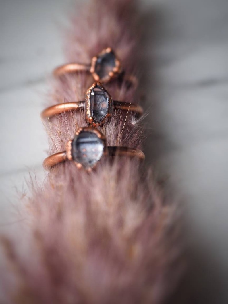Quartz Jewellery Crystal Ring Gift for Her Copper Jewellery Gemstone Jewelry Crystal Jewelry Herkimer Diamond Ring Quartz