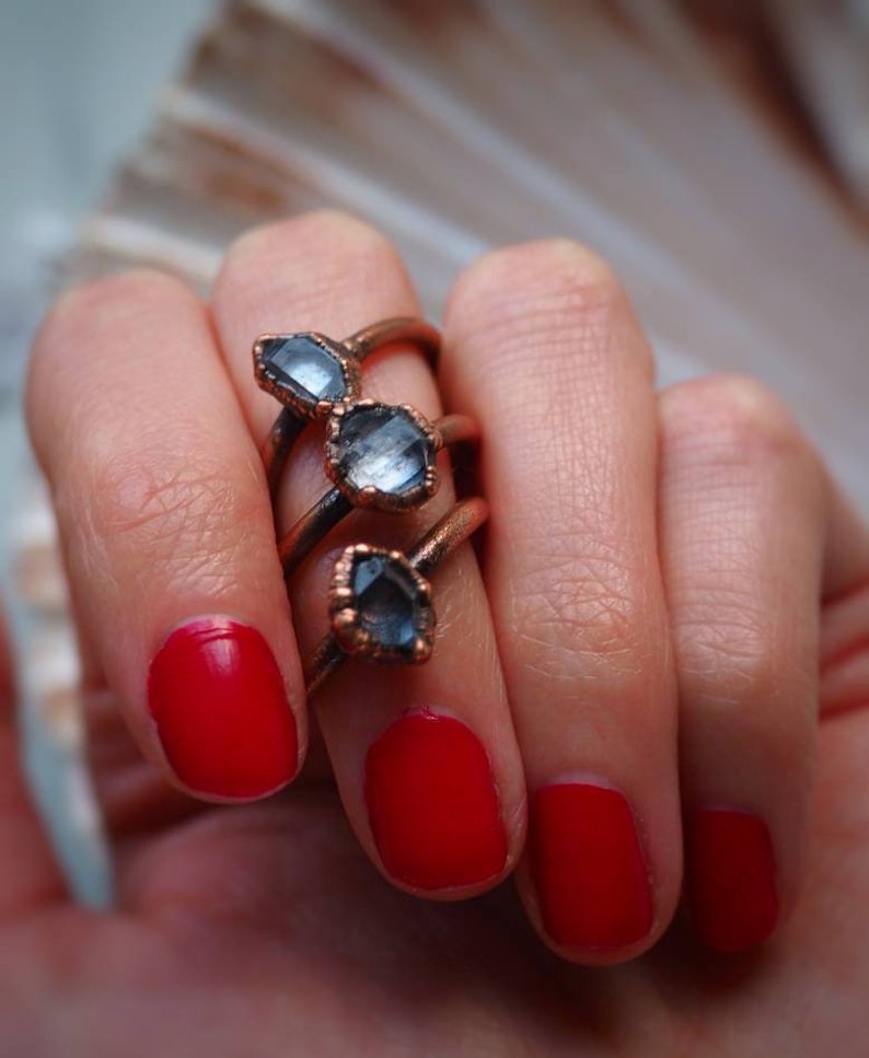 Quartz Jewellery Crystal Ring Gift for Her Copper Jewellery Gemstone Jewelry Crystal Jewelry Herkimer Diamond Ring Quartz