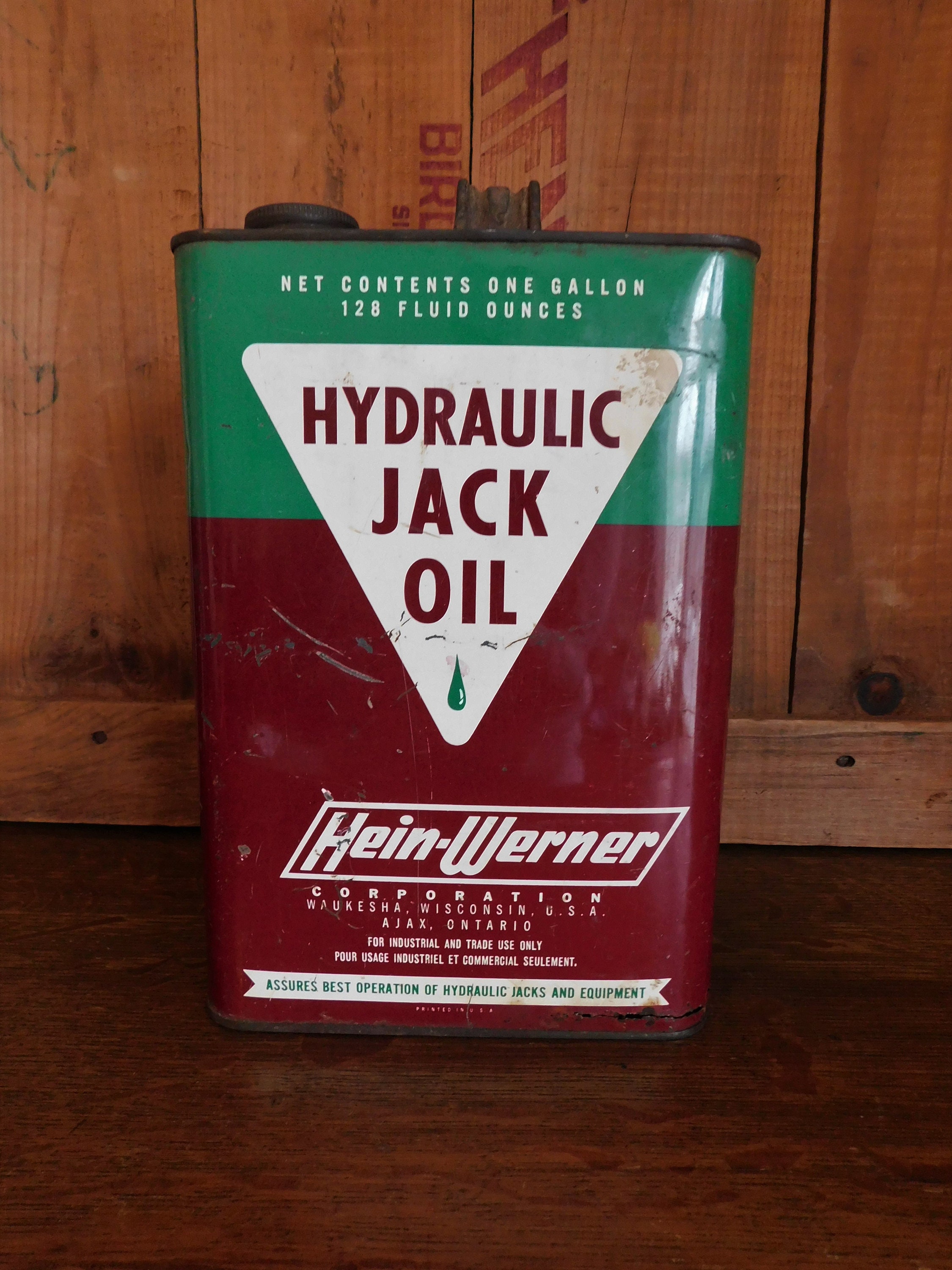 Vintage Mid Century HEINWERNER Corp. Hydraulic Jack Oil Tin Etsy