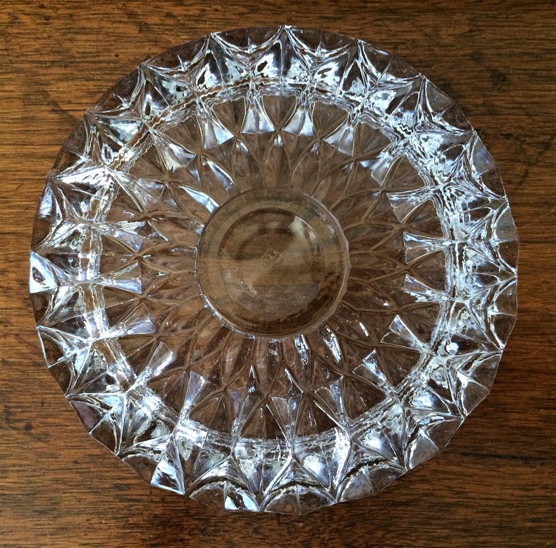 Vintage MCM Clear Diamond Point Pattern Pressed Glass Ashtray | Etsy