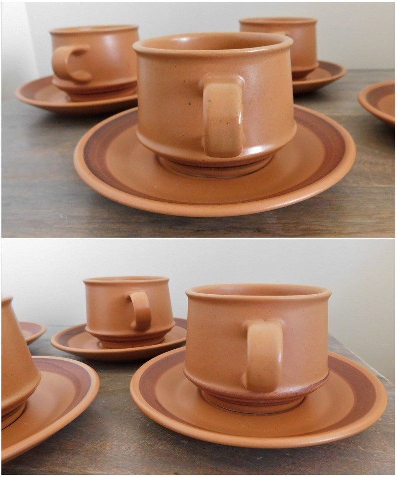 Purbeck Pottery England Stoneware Set of 4 Cups & Saucers Etsy
