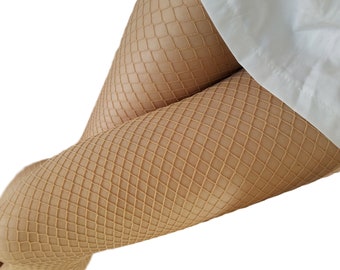 Fishnet Tights | Nude, Skin, Sand, Beige Colored Hosiery, Stockings, Pantyhose | Ships in 1 day.
