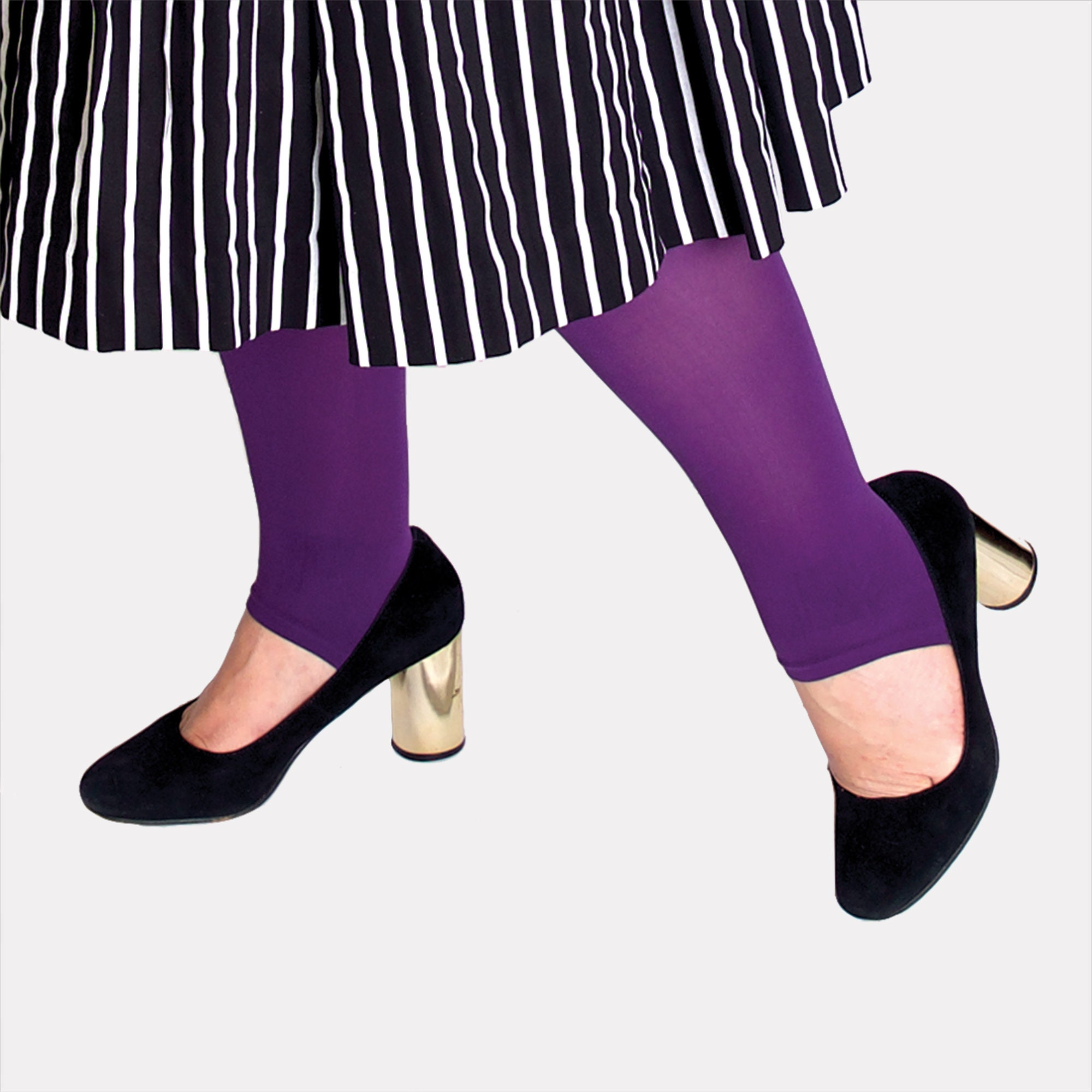 Footless Tights Purple Stirrup Pants 