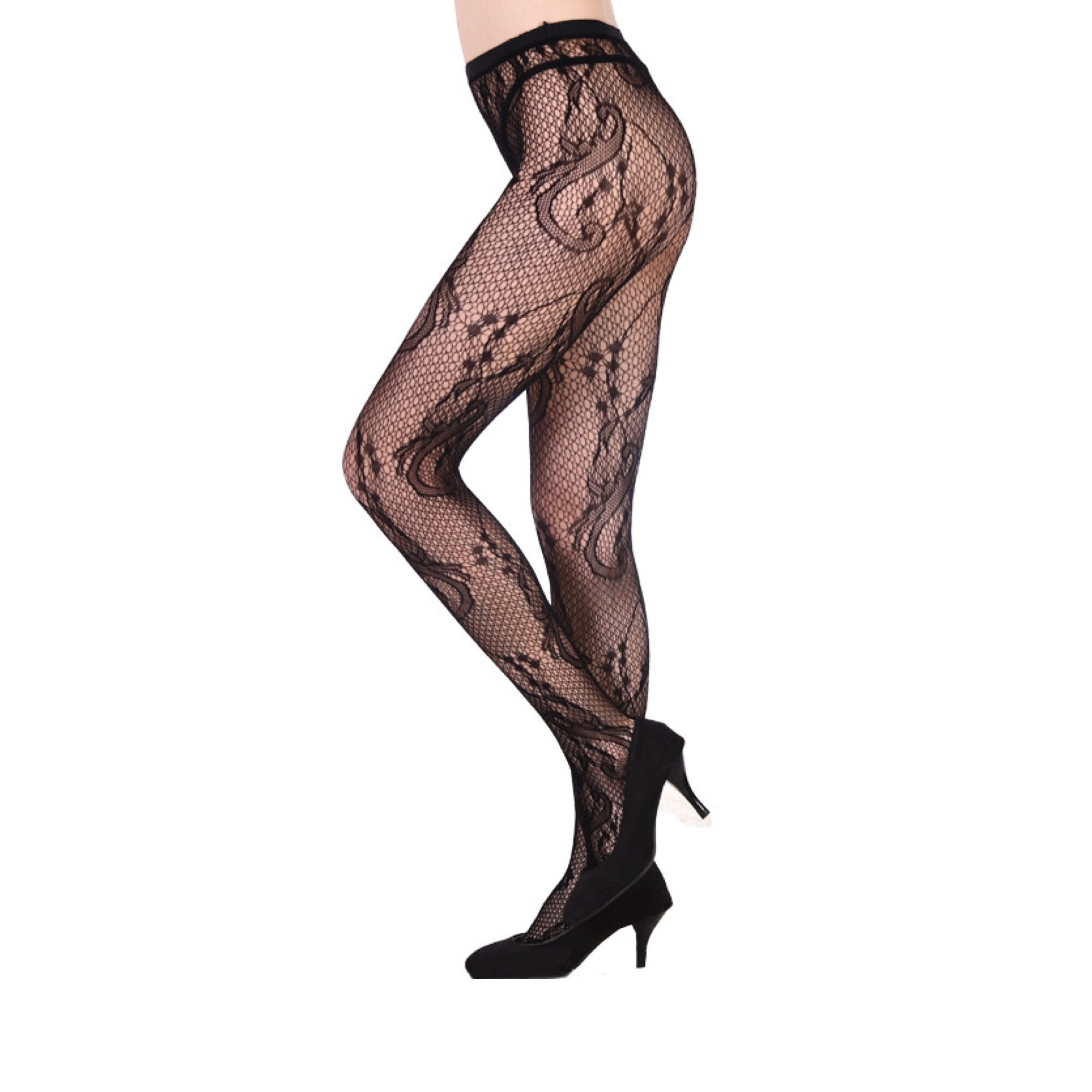 Fishnet Stockings Paisley Printed 