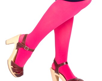 Pink Opaque Tights | 80s Aesthetic, Small - Plus Size Tights | Stocking Riot