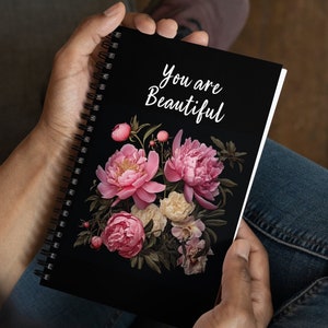 Botanical Floral Notebook, Dotted Notebook Flowers, Peonies Journal, Flower Patterned Diary, Floral Print Journal, Flower Gift for Her