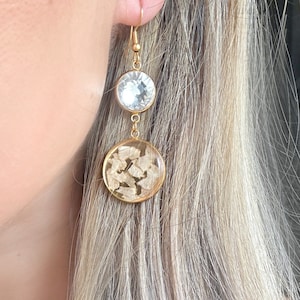 Preserved Wedding Flower Earrings, Wedding Flower Jewelry, Bridesmaids Gift, Wedding Souvenir, Resin Bouquet Preservation, Bridal Party Gift