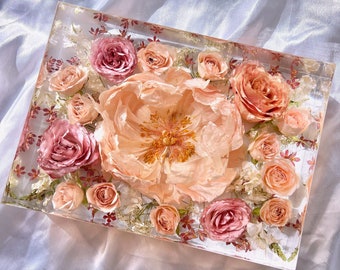 Benutzerdefinierte Hochzeitsstrauß Erhaltung, Harz Blume Erhaltung, Hochzeitsandenken Kunst, Brautgeschenk, konservierte Blumen im Harz Rechteck