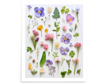 Pressed Flower Art Print, Floral Wall Art, Floral Design Wall Decor, Floral Home Decor, Flower Lover Gift, Botanical Wall Print