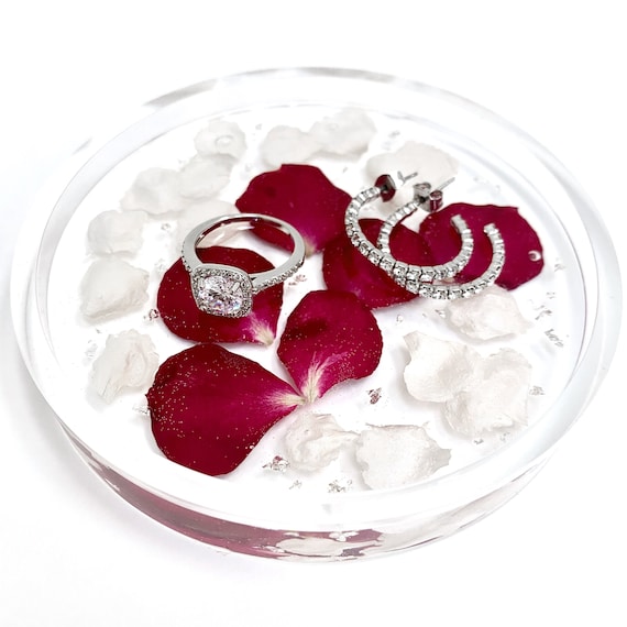 flower jewellery dish pressed flower glass trinket dish Resin trinket dish flower dish Ring Dish resin ring dish preserved flowers
