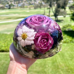 Custom Bouquet Preservation Dome, Wedding Bouquet Preservation Sphere, Preserved Flowers in Resin Half Sphere, Wedding Flower Art Decor image 3