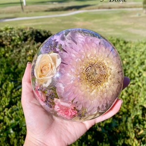 Custom Bouquet Preservation Dome, Wedding Bouquet Preservation Sphere, Preserved Flowers in Resin Half Sphere, Wedding Flower Art Decor image 7