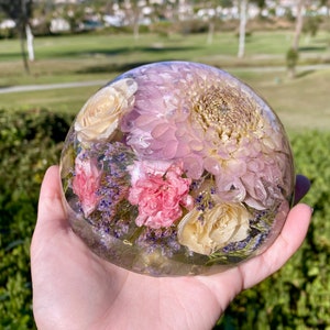 Custom Bouquet Preservation Dome, Wedding Bouquet Preservation Sphere, Preserved Flowers in Resin Half Sphere, Wedding Flower Art Decor image 8