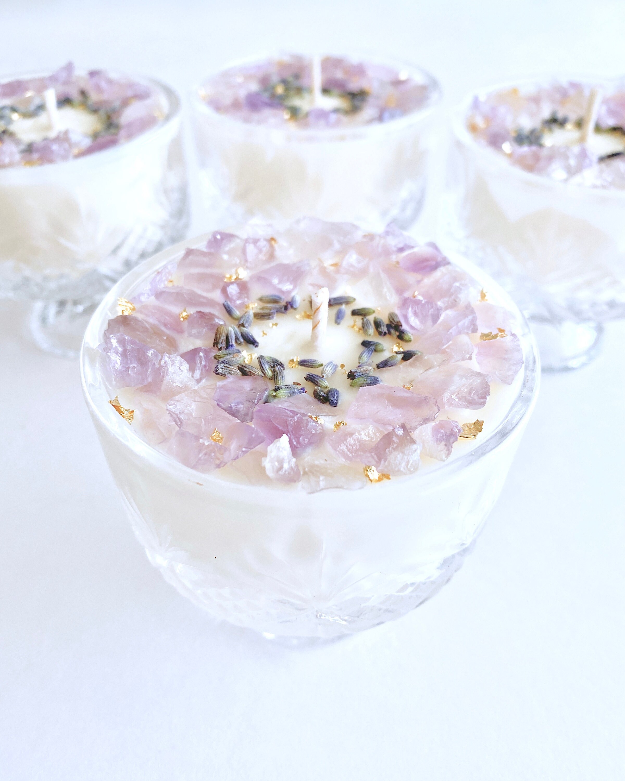 Amethyst Crystal Candle Lavender Candle Amethyst Candle Etsy
