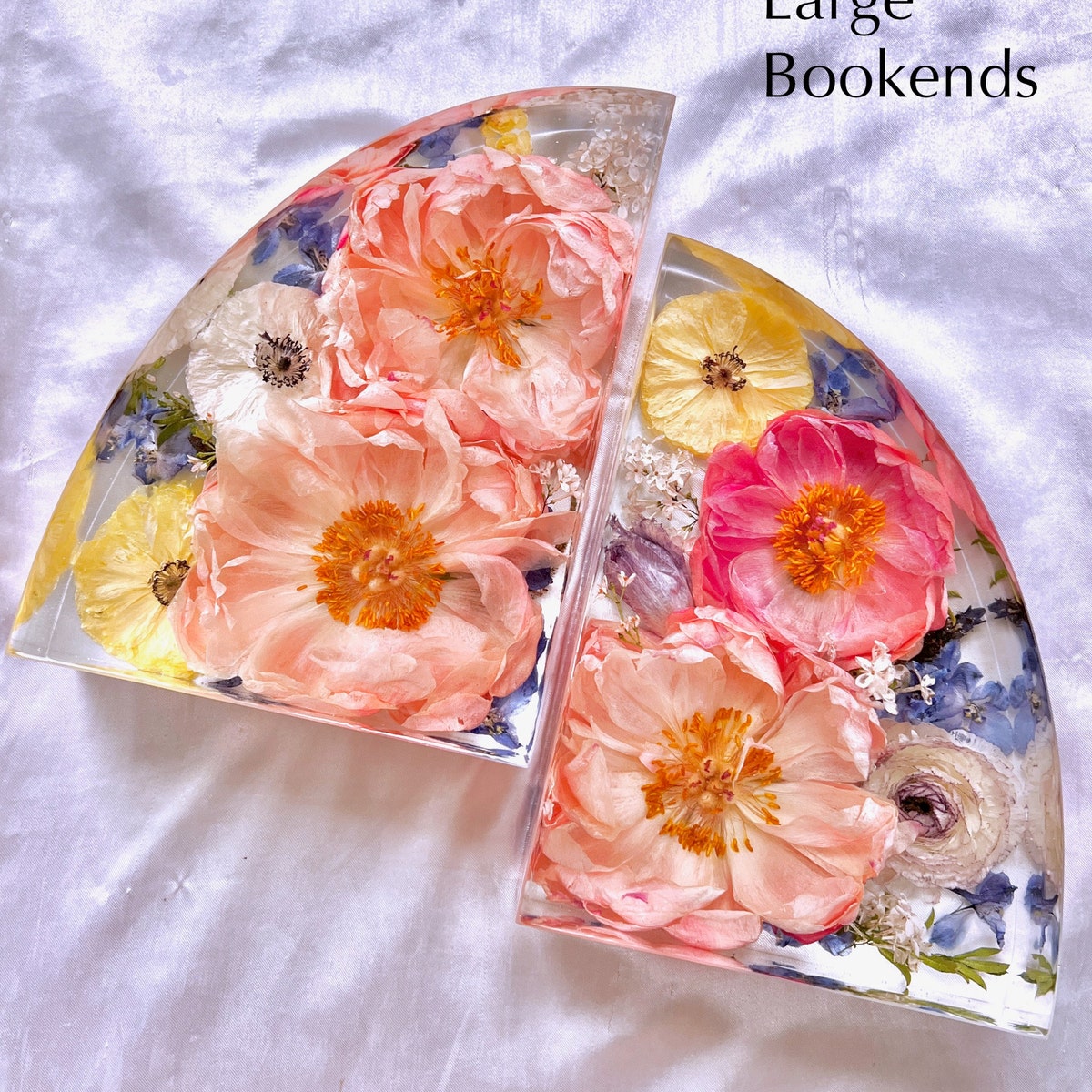 Custom Flower Preservation Bookends, Resin Flower Preservation