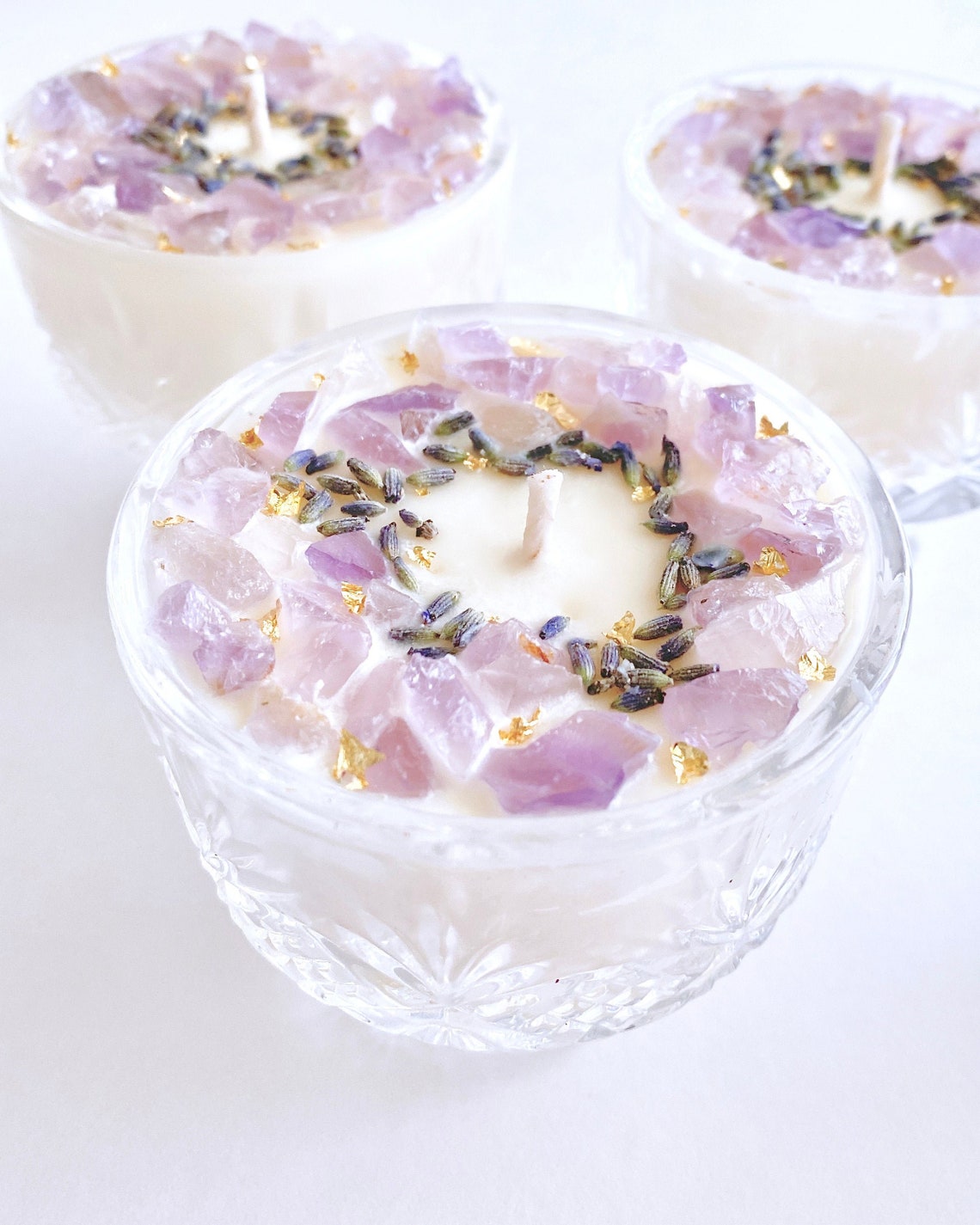 Amethyst Crystal Candle Lavender Candle Amethyst Candle Etsy