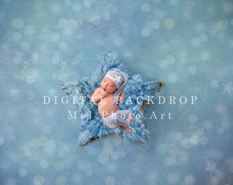 Newborn Boy Digital Backdrop, Star, Sky, Newborn Girl, Digital Background for Newborn Photography, Blue Digital Backdrop, Composite