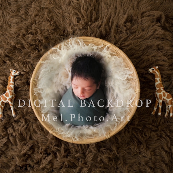 Newborn Boy Digital Backdrop with giraffes safari animals, Digital Background for Newborn Photography, Nest Composite