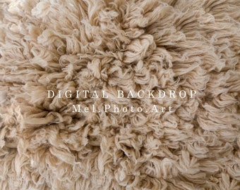 Newborn Photography Digital Backdrop, Cream Fur Texture (Digital Download)