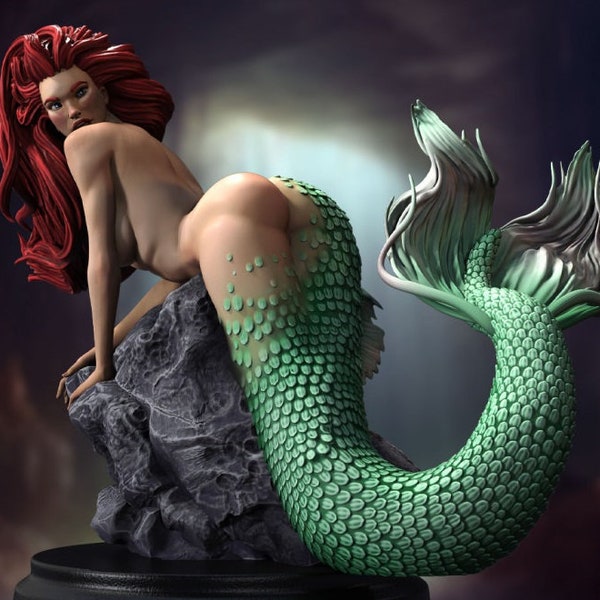 Little Creepy Mermaid Ariel Pinup STL pre supported