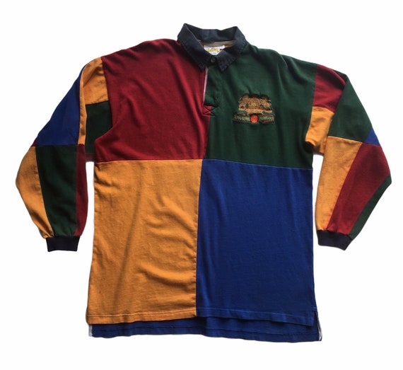 Vintage 90s Mad Dogs Colourblock longsleeve polo s