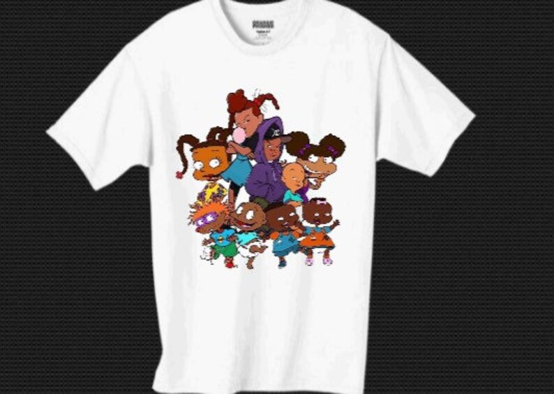 Black 90s Cartoon T-Shirt; Rugrats Shirt; Unisex Sublimation Shirt; Black Cartoon Shirt ; Bebe\u2019s Kids Shirt