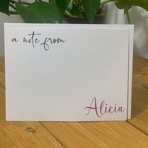 Personalisierte Notizkarten, Geschenk für jüdische Mütter, Karten und Umschläge, eine Notiz von, flache Karten, personalisiertes Briefpapier, Lehrergeschenke, Gastgebergeschenk