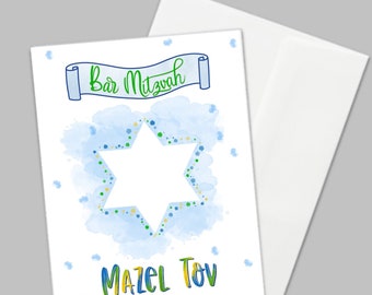 Mazel Tov Bar Mitzvah card, Bar Mitzvah Torah card