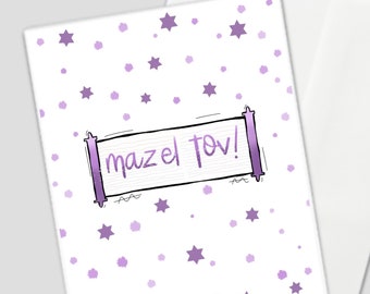 Mazel Tov Bar Mitzvah card, Bar Mitzvah Torah card, bar mitzvah card, bat Mitzvah card