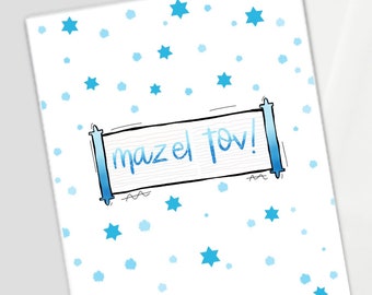 Mazel Tov Bar Mitzvah card, Bar Mitzvah Torah card, bar mitzvah card, bat Mitzvah card