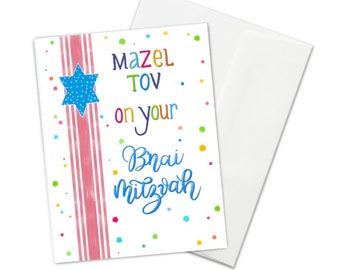 Mazel Tov B’nai Mitzvah Card, twins, gender neutral b-mitzvah card, non binary card, agender card, gender fluid card, B’nei Mitzvah