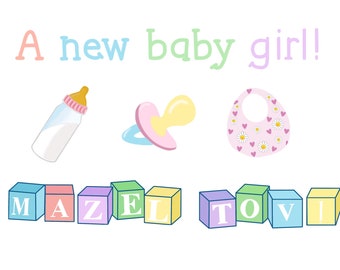 Mazel Tov Baby Girl Card