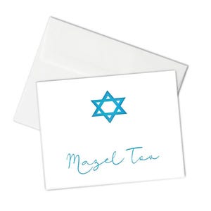 Set of 10 folded Mazel Tov Note Cards, note card set, Jewish Note cards