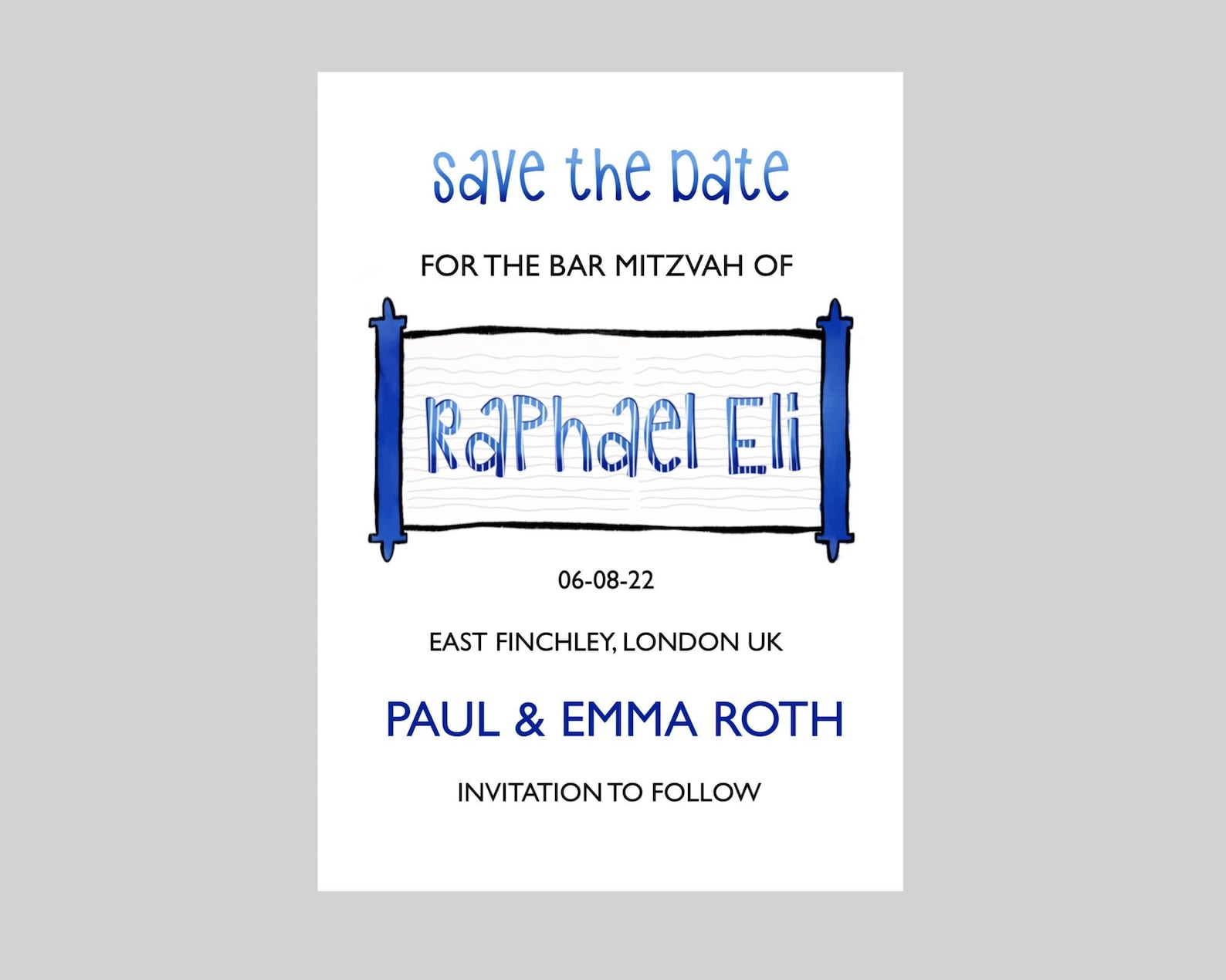 Save the Date Bar Mitzvah Digital Invitation Etsy