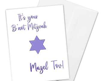 Mazel Tov B’not Mitzvah Card, twins, twin girl bat mitzvah card, bat mitzvah twins