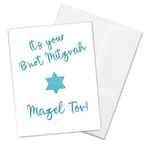 Tarjeta de Bnot Mitzvah de Mazel Tov, gemelos, tarjeta de bat mitzvah para niñas gemelas, gemelos de bat mitzvah