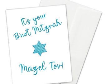 Mazel Tov Bnot Mitzvah Card, twins, twin girl bat mitzvah card, bat mitzvah twins