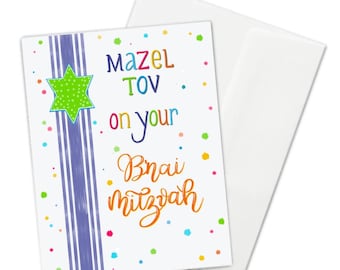 Mazel Tov Bnai Mitzvah Card, twins, gender neutral b-mitzvah card, non binary card, agender card, gender fluid card, Bnei Mitzvah